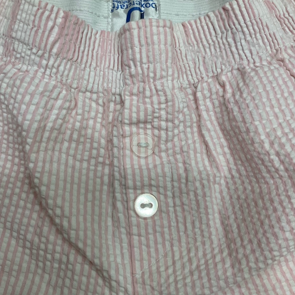 Boxercraft Pink Striped Cotton Seersucker Shorts Elastic Waist, Women’s Sz Med - Picture 4 of 12